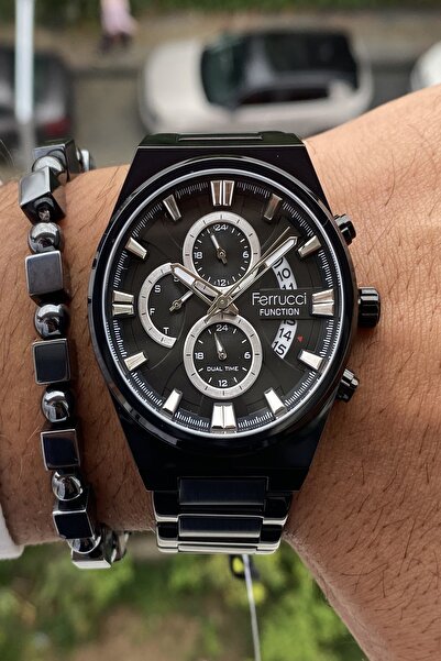 Ferrucci Function Black Steel Paslanmaz Kordon Erkek Kol Saati