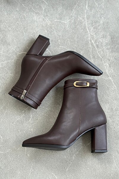 topuksarayı Kadın rasa topuklu tokalı bot - kahve