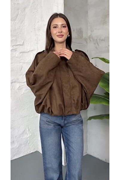 PRİFALDİ Premium Oversized Suede Bomber Jacket