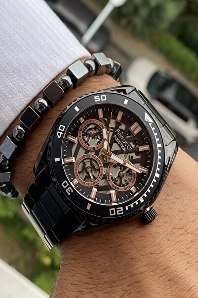 Ferrucci Function Black Rose Diver Siyah Kadran Çelik Kordon Erkek Kol Saati