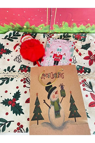 adin tasarım Christmas Gift Set 3 Pieces Santa Claus Ballpoint Pen New Year Notebook Cardboard Bag Children Adult