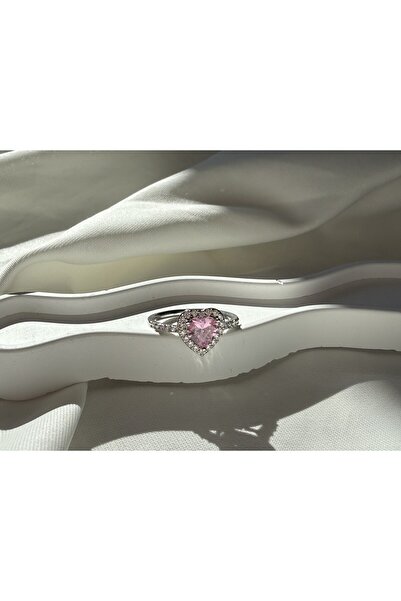 all mine خاتم من الفولاذ مع رمز قلب من الحجر الوردي