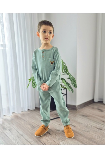 My Baby's World Palamut Embroidered Pocket Unisex Ribbed Stretchy Tracksuit Set (2-7 Years)