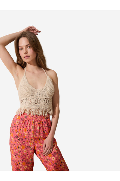 GOLDENBAY Neckholdertop Women's Bustier Neck-Holder Shirt Stretch