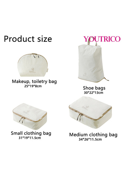 Youtrico 4 قطع/مجموعة منظم أمتعة السفر، مجموعة مكعبات التعبئة وحقيبة التخزين المضغوطة وأجزاء السفر المقاومة للماء