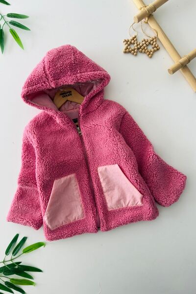 Minigimin Cicileri Cardigan Welsoft pentru copii unisex cu glugă și detaliu d...