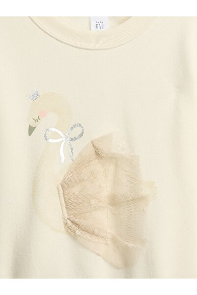 GAP Kız Bebek Kırık Beyaz Oversized Grafik Sweatshirt