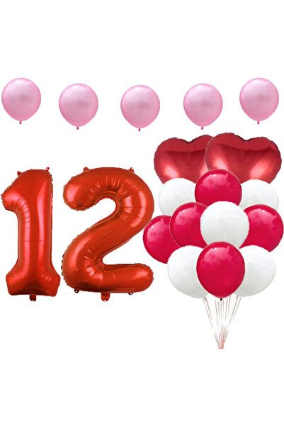 Whimlets Set de 17 baloane pentru aniversarea de 12 de ani, cu 15 baloane lat...