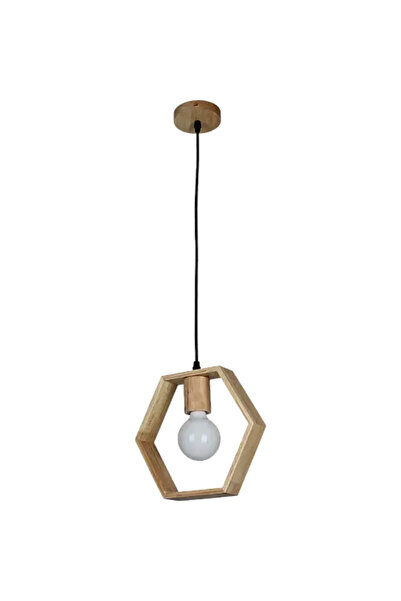 HAMER Single wooden pendant lamp, elegant chandelier with a natural and modern touch