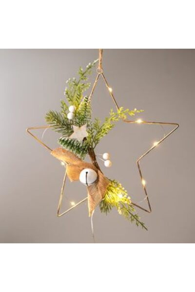 Craciun Metal Christmas Decorative Star with Branches & Light 30 x 32 cm