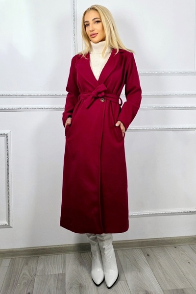 FashionForYou Camilla women's long coat, with buttons and matching drawstring, Red