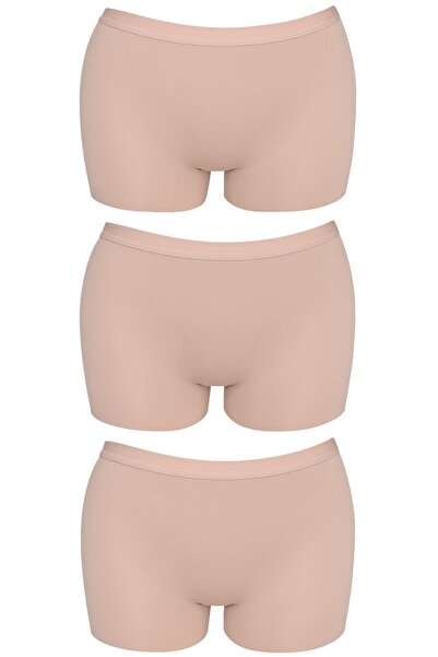 Cottonhill Basic Laser Cut Seamless Women's Boxer Panties Brown 3-Pack