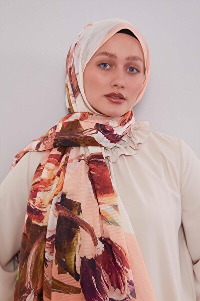 Levidor Salmon Tulip Pattern Cotton Shawl
