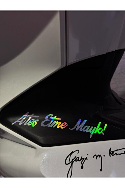 Mavera Stickers Ateş Etme Mayk ! Hologram Sticker Motor Ve Araba İçin 20cm (1...