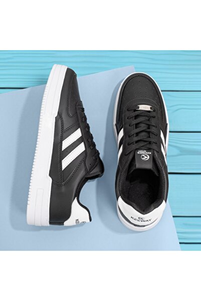 Modlet.ro Teniși cu șireturi pentru bărbați, albi și negri, MOD12133