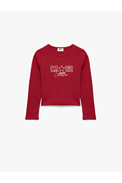 Koton Cotton Printed Crew Neck Long Sleeve T-Shirt