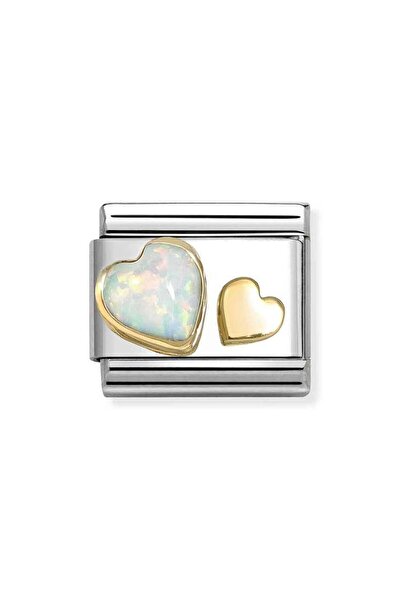 NOMİNATİON Klasik Aşk Altın Taşlı Çift Kalp Link Renkli