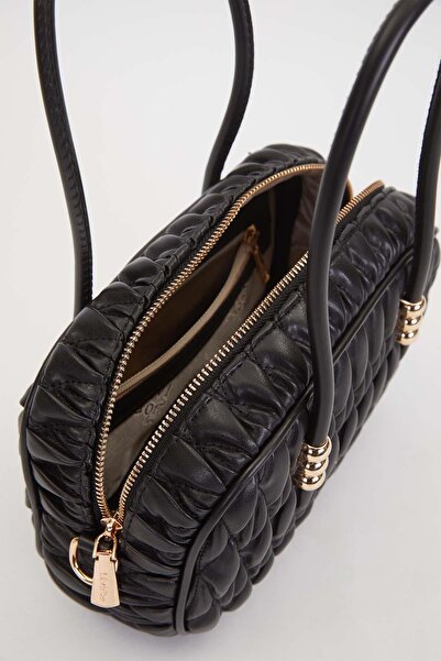 Levidor Black Drawstring Model Baguette Shoulder Bag