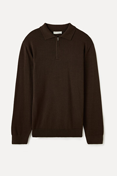 Mudo Zippered Polo Neck Knitwear Sweater