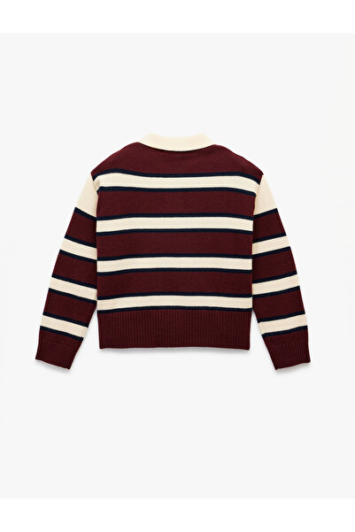 Koton Pulover din tricotaj cu dungi și guler polo