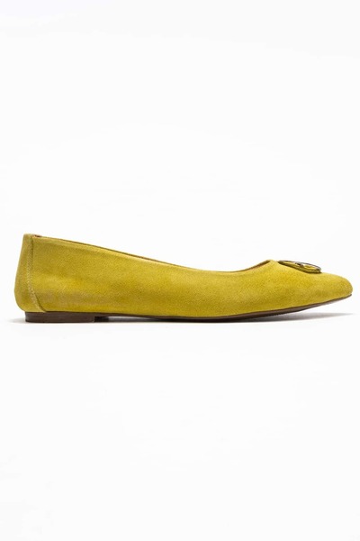 Zeynep Sıradağlı Veonita Women's Leather Ballerinas Pistachio Suede