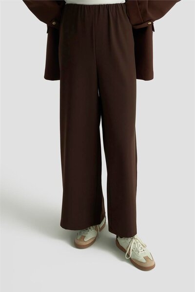 Armine Geniş Paça Pantolon Etek 25KD1304 KAHVERENGİ