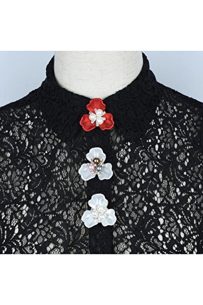 KESNUP Set 2 decorative accessories for buttons, flower buttonholes pearls, 3.8x1.8 cm, plastic, Multicolor