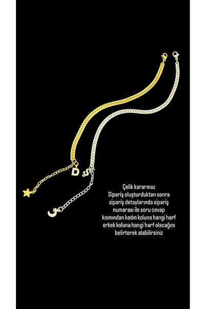 derokas 2-Piece Lover Couple Women Men Design Letter Detailed Stainless Steel...