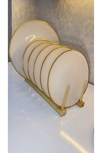 vanilinkitchen Gold Edged Porcelain Cake Plate Set of 7 – Stylish Presentation Plates