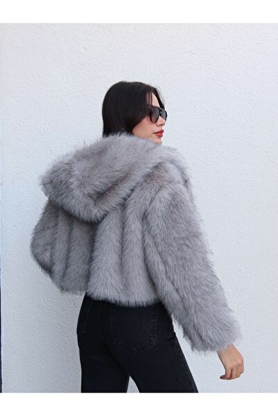 ESRAHELVACI Γούνα με κουκούλα με κουμπωτά κούμπωμα