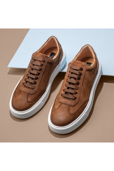 Modlet.ro Men's brown suede lace-up casual shoes in leather MOD13139