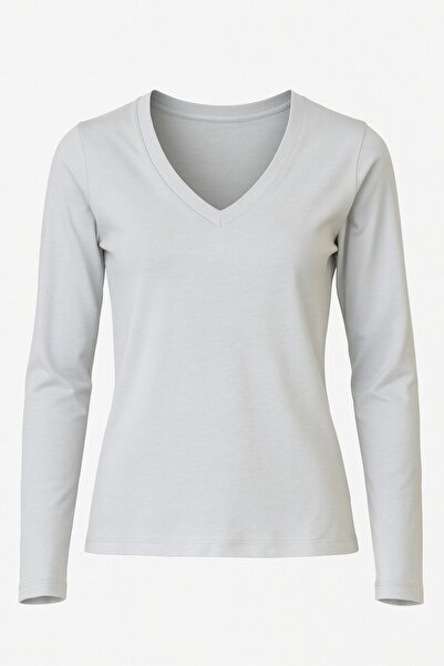 HAKKE V-neck long sleeve blouse