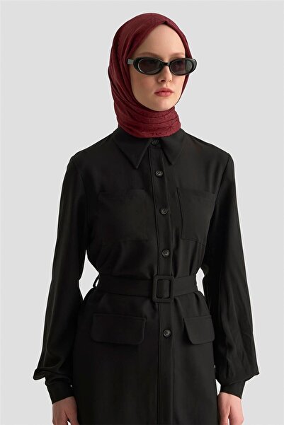 Armine Shirt Collar Front Pocket Suit 25K6117 Black