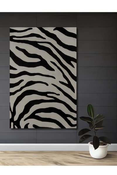 Teona Ahşap Dekoratif Ahşap Dikdörtgen Tablo Zebra Deseni
