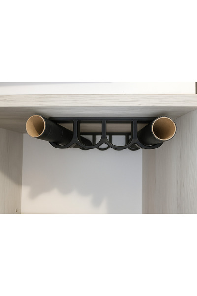 Plasfire SİYAH RENK Plasfire- Mutfak rulo tutucu 4 gözlü ( pişirme kağıdı - alüminyum folyo düzenler)