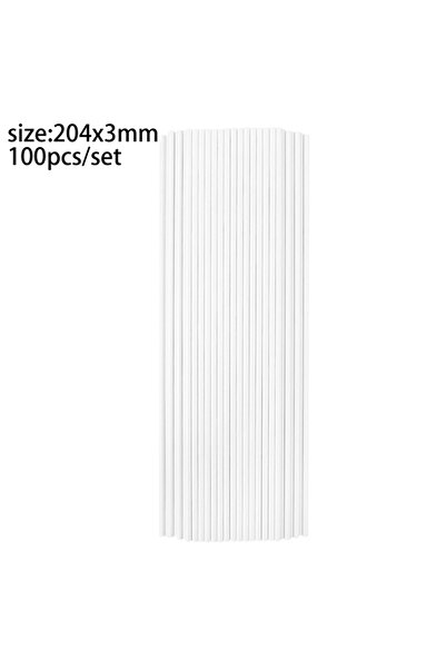 Choice1 100 قطعة من أعواد المصاصات الورقية البيضاء الصلبة بطول 20 سم، لصنع مصاصات الشوكولاتة والسكر بنفسك