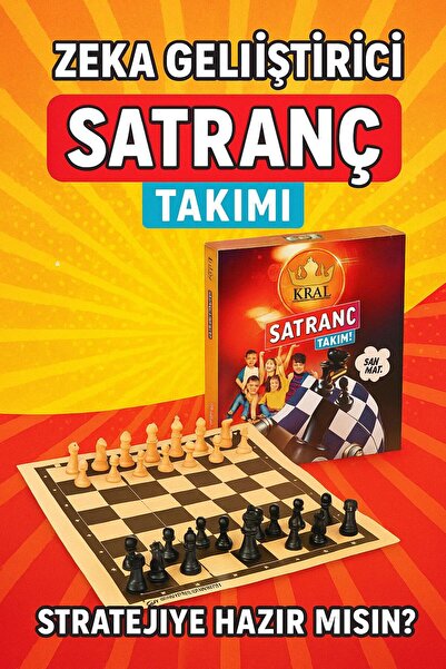 hak-iş oyuncak Zeka Geliştirici Satranç Takımı - Katlanabilir Tahta ve Taş Seti (Çocuk ve Yetişkinler İçin)