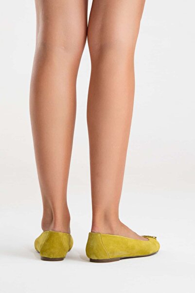 Zeynep Sıradağlı Veonita Women's Leather Ballerinas Pistachio Suede