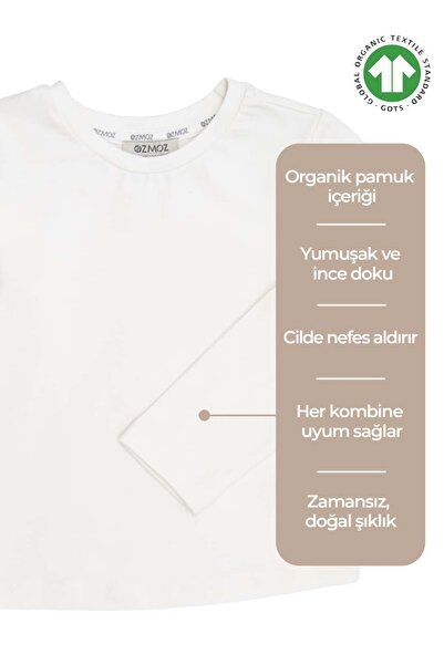 Ozmoz By Mukadder Özden Organic Cream Spring Girl's Long Sleeve T-Shirt