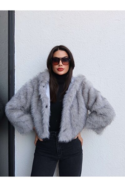 ESRAHELVACI Γούνα με κουκούλα με κουμπωτά κούμπωμα