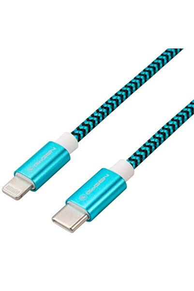 Gogen USB-C / Lightning charging and data transfer cable, 1 meter, textile braid, blue
