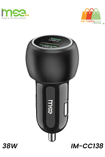 iMee PLUS 38W Fast Car Charger: Dual Port USB-C (20W PD) & USB-A (18W QC) for All Devices IM-CC138