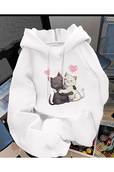 ZEMLİYA Ομαδικό γυναικείο φούτερ πολυτελείας με σχέδιο γάτας