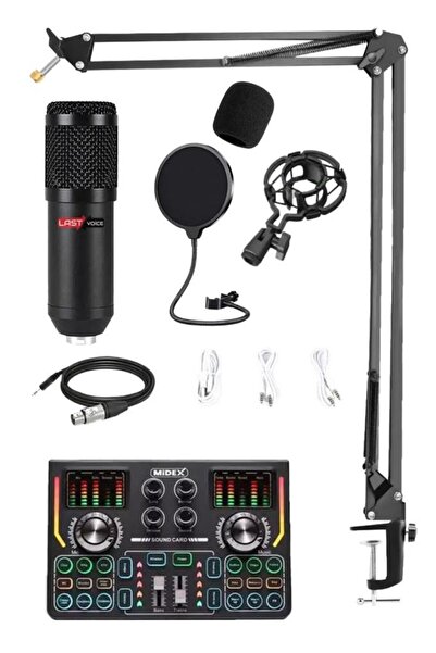 Lastvoice BM800 Titanium V2 Set Efektli Ses Kartı Mikrofon Stand Kayıt Canlı ...