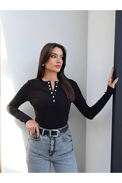 ESRAHELVACI Fitil Pattern Snap Button Blouse