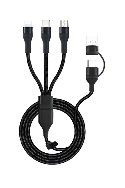 ZERO SPACE كابل شحن سريع 3 في 2، كابل USB متعدد مضفر من النايلون مع مدخل USB-...