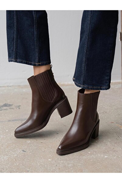 ECENİN BUTİĞİ Fidra Kahve Hakiki Deri Kadın Bot