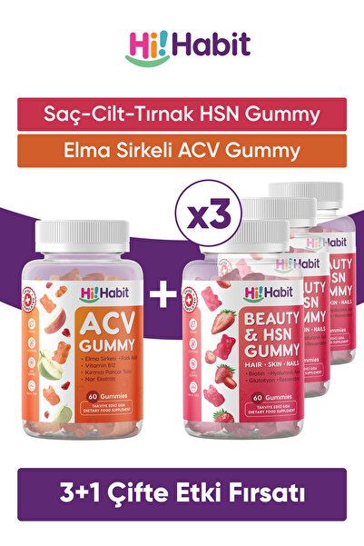 Hi Habit Hair, Skin, Nail Vitamin - Acv Apple Cider Vinegar Gummy Supplement ...