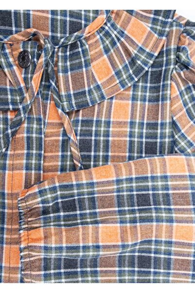 Ozmoz By Mukadder Özden Ruffled Collar Plaid Winter Girls' Shirt
