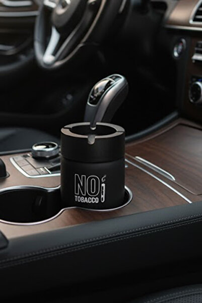 Mefa Mutfak منفضة سجائر بلاستيكية للسيارة والمنزل والمكتب بغطاء بلاستيكي بدون رائحة 425 سم مكعب - فردية / سوداء